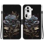 For OPPO Reno11 Pro 5G Global Crystal Texture Colored Drawing Leather Phone Case(Black Rose)