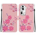 For OPPO Reno11 Pro 5G Global Crystal Texture Colored Drawing Leather Phone Case(Cherry Blossoms)