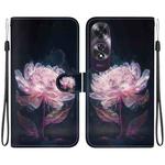 For OPPO A60 4G Crystal Texture Colored Drawing Leather Phone Case(Purple Peony)