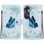 For OPPO A60 4G Crystal Texture Colored Drawing Leather Phone Case(Blue Pansies)
