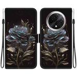 For OPPO A3 Pro 5G Crystal Texture Colored Drawing Leather Phone Case(Black Rose)