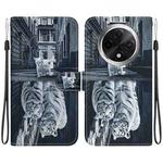 For OPPO A3 Pro 5G Crystal Texture Colored Drawing Leather Phone Case(Cat Tiger Reflection)