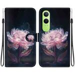 For OPPO K12x Crystal Texture Colored Drawing Leather Phone Case(Purple Peony)
