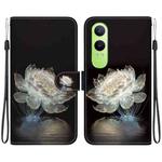 For OPPO K12x Crystal Texture Colored Drawing Leather Phone Case(Crystal Peony)