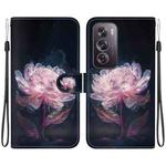For OPPO Reno12 Pro 5G Global Crystal Texture Colored Drawing Leather Phone Case(Purple Peony)