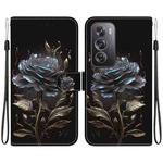 For OPPO Reno12 Pro 5G Global Crystal Texture Colored Drawing Leather Phone Case(Black Rose)