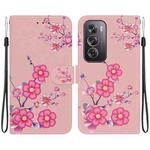 For OPPO Reno12 Pro 5G Global Crystal Texture Colored Drawing Leather Phone Case(Cherry Blossoms)
