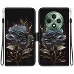 For OPPO Reno12 F 5G Crystal Texture Colored Drawing Leather Phone Case(Black Rose)