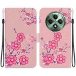 For OPPO Reno12 F 5G Crystal Texture Colored Drawing Leather Phone Case(Cherry Blossoms)