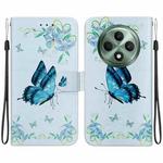 For OPPO Reno12 F 5G Crystal Texture Colored Drawing Leather Phone Case(Blue Pansies)