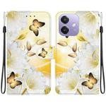 For OPPO A5x 5G / A3 4G / 5G / A3x 4G / 5G Crystal Texture Colored Drawing Leather Phone Case(Gold Butterfly Epiphyllum)