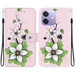 For OPPO A5x 5G / A3 4G / 5G / A3x 4G / 5G Crystal Texture Colored Drawing Leather Phone Case(Lily)