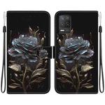 For Realme 8 5G Global Crystal Texture Colored Drawing Leather Phone Case(Black Rose)