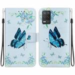 For Realme 8 5G Global Crystal Texture Colored Drawing Leather Phone Case(Blue Pansies)