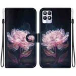 For Realme 8i Crystal Texture Colored Drawing Leather Phone Case(Purple Peony)