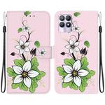 For Realme 8i Crystal Texture Colored Drawing Leather Phone Case(Lily)