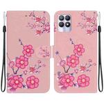 For Realme 8i Crystal Texture Colored Drawing Leather Phone Case(Cherry Blossoms)