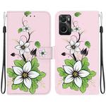 For Realme 9i / OPPO A76 4G Crystal Texture Colored Drawing Leather Phone Case(Lily)