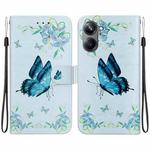 For Realme 10 Pro 5G Crystal Texture Colored Drawing Leather Phone Case(Blue Pansies)