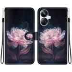For Realme 10 Pro+ Crystal Texture Colored Drawing Leather Phone Case(Purple Peony)