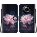 For Realme Narzo 60 Indian Crystal Texture Colored Drawing Leather Phone Case(Purple Peony)