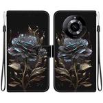 For Realme Narzo 60 Indian Crystal Texture Colored Drawing Leather Phone Case(Black Rose)