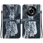 For Realme Narzo 60 Indian Crystal Texture Colored Drawing Leather Phone Case(Cat Tiger Reflection)