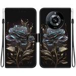 For Realme 11 Pro 5G / 11 Pro+ Crystal Texture Colored Drawing Leather Phone Case(Black Rose)