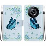 For Realme 11 Pro 5G / 11 Pro+ Crystal Texture Colored Drawing Leather Phone Case(Blue Pansies)