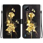 For Realme C20 / C11 2021 Crystal Texture Colored Drawing Leather Phone Case(Gold Butterfly Rose)