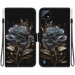 For Realme C20 / C11 2021 Crystal Texture Colored Drawing Leather Phone Case(Black Rose)