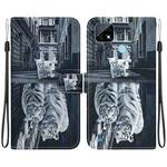 For Realme C21 Crystal Texture Colored Drawing Leather Phone Case(Cat Tiger Reflection)