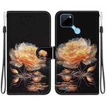 For Realme C21Y Crystal Texture Colored Drawing Leather Phone Case(Gold Peony)