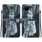 For Realme C21Y Crystal Texture Colored Drawing Leather Phone Case(Cat Tiger Reflection)