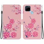 For Realme C21Y Crystal Texture Colored Drawing Leather Phone Case(Cherry Blossoms)