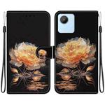 For Realme C30 / C30s Crystal Texture Colored Drawing Leather Phone Case(Gold Peony)