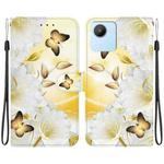 For Realme C30 / C30s Crystal Texture Colored Drawing Leather Phone Case(Gold Butterfly Epiphyllum)