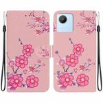 For Realme C30 / C30s Crystal Texture Colored Drawing Leather Phone Case(Cherry Blossoms)