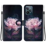 For Realme C31 Crystal Texture Colored Drawing Leather Phone Case(Purple Peony)