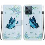 For Realme C31 Crystal Texture Colored Drawing Leather Phone Case(Blue Pansies)