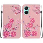 For Realme C33 Crystal Texture Colored Drawing Leather Phone Case(Cherry Blossoms)