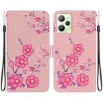 For Realme C35 Crystal Texture Colored Drawing Leather Phone Case(Cherry Blossoms)