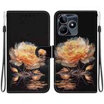 For Realme C53 / Narzo N53 Crystal Texture Colored Drawing Leather Phone Case(Gold Peony)