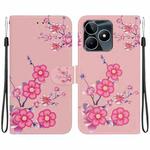 For Realme C53 / Narzo N53 Crystal Texture Colored Drawing Leather Phone Case(Cherry Blossoms)