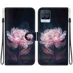 For Realme 8 / 8 Pro Crystal Texture Colored Drawing Leather Phone Case(Purple Peony)