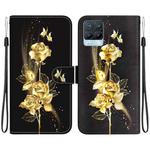 For Realme 8 / 8 Pro Crystal Texture Colored Drawing Leather Phone Case(Gold Butterfly Rose)