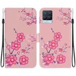 For Realme 8 / 8 Pro Crystal Texture Colored Drawing Leather Phone Case(Cherry Blossoms)