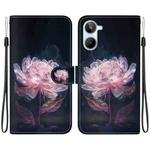 For Realme 10 4G Crystal Texture Colored Drawing Leather Phone Case(Purple Peony)
