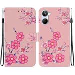 For Realme 10 4G Crystal Texture Colored Drawing Leather Phone Case(Cherry Blossoms)