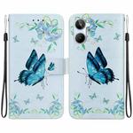 For Realme 10 4G Crystal Texture Colored Drawing Leather Phone Case(Blue Pansies)